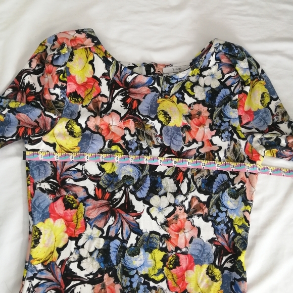 Erdem Wilhelmina Colourful Floral Knee Length Dress Elbow Sleeves US 8 - Picture 13 of 17